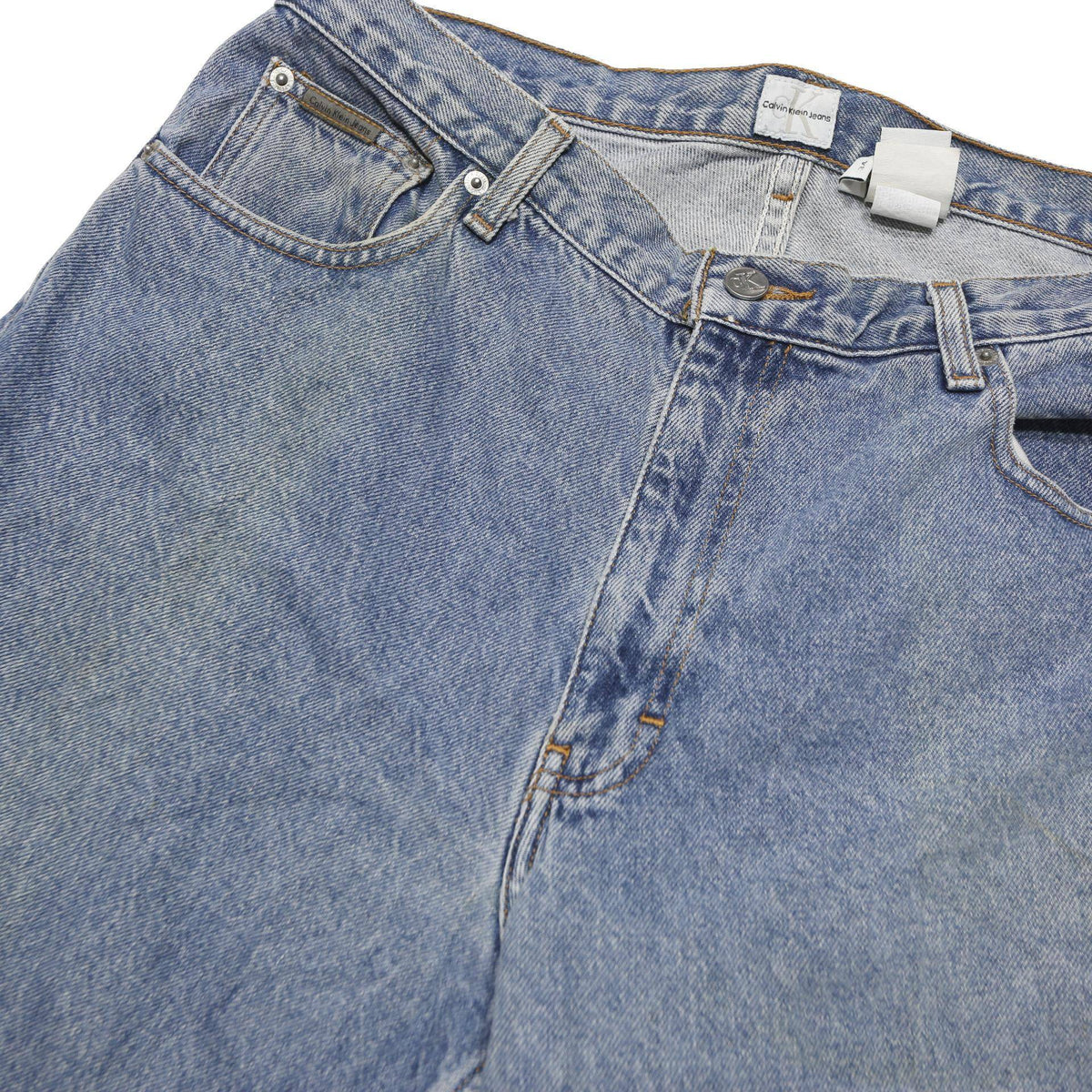 CALVIN KLEIN JEANS Mens Blue Regular Straight Denim W34 L32 Zip Cotton Blend