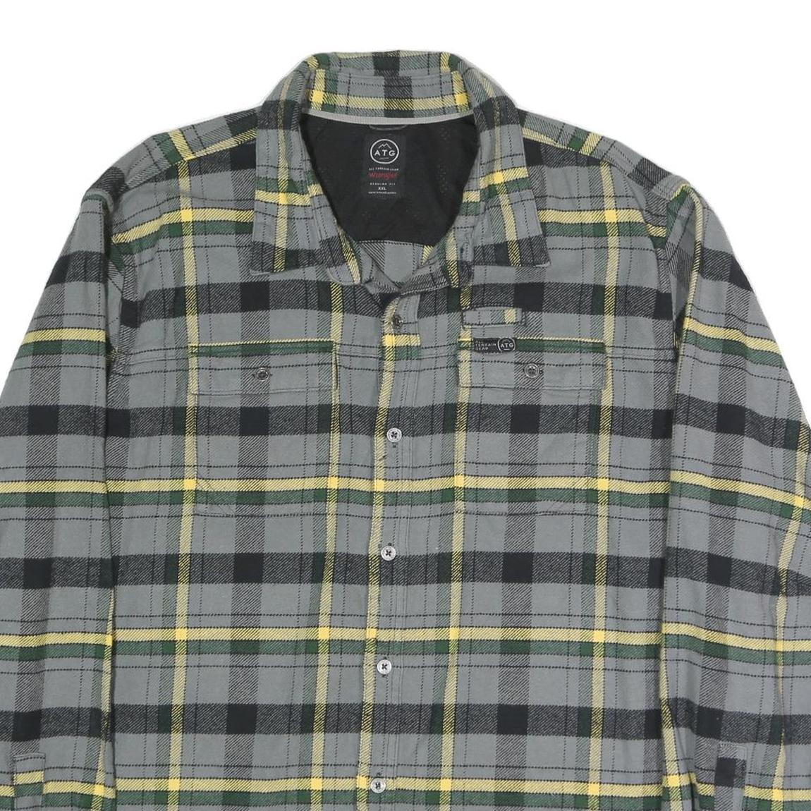 WRANGLER Mens Grey Black & Yellow Check Shirt 2XL Cotton Blend Long Sleeve