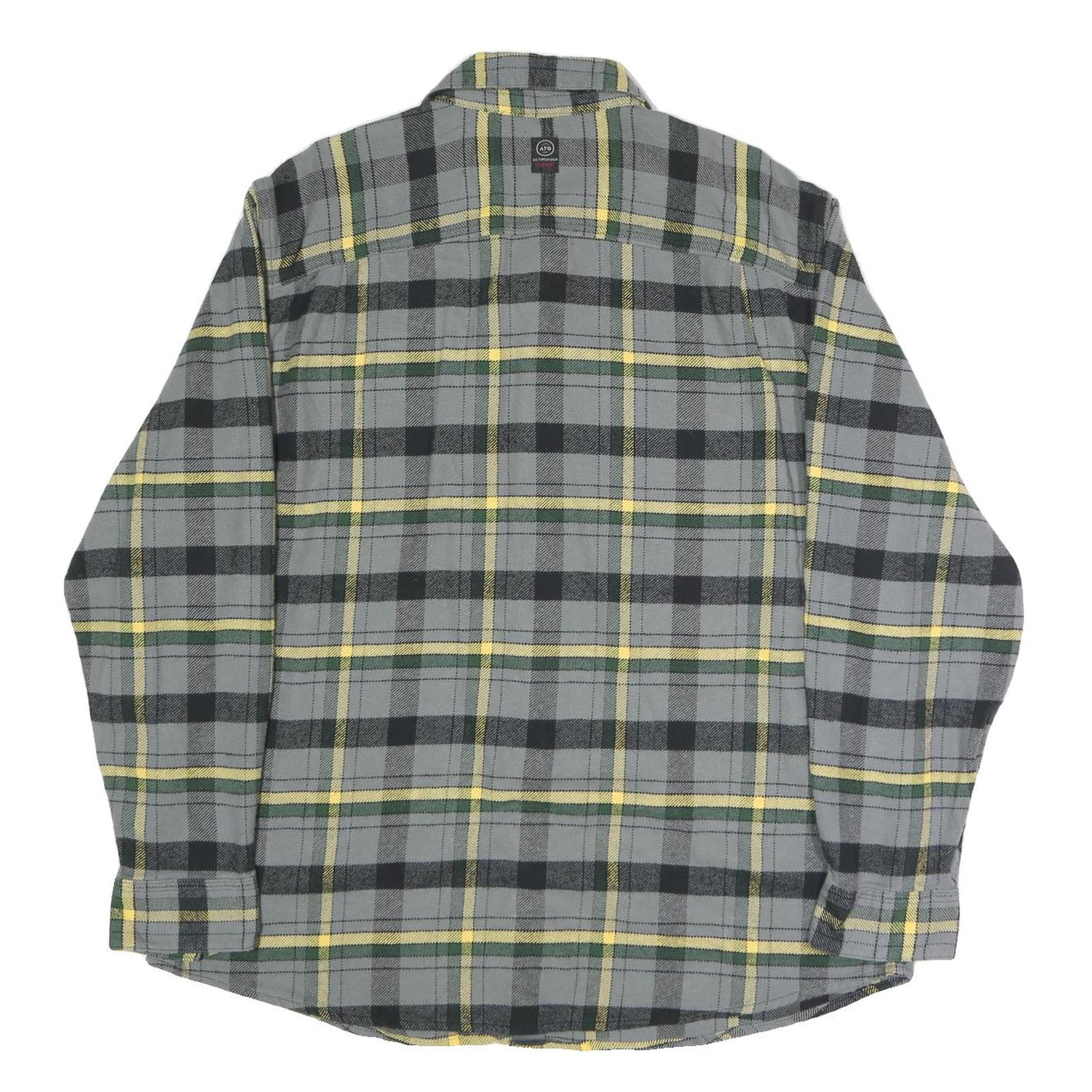 WRANGLER Mens Grey Black & Yellow Check Shirt 2XL Cotton Blend Long Sleeve
