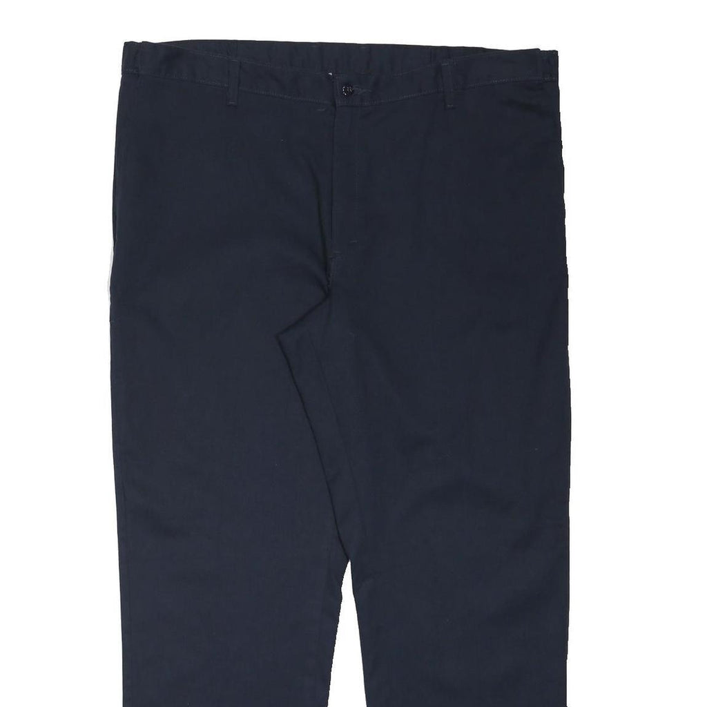DICKIES Mens Regular Fit Navy Blue Polyester Blend Trousers W42 L31 Workwear Zip