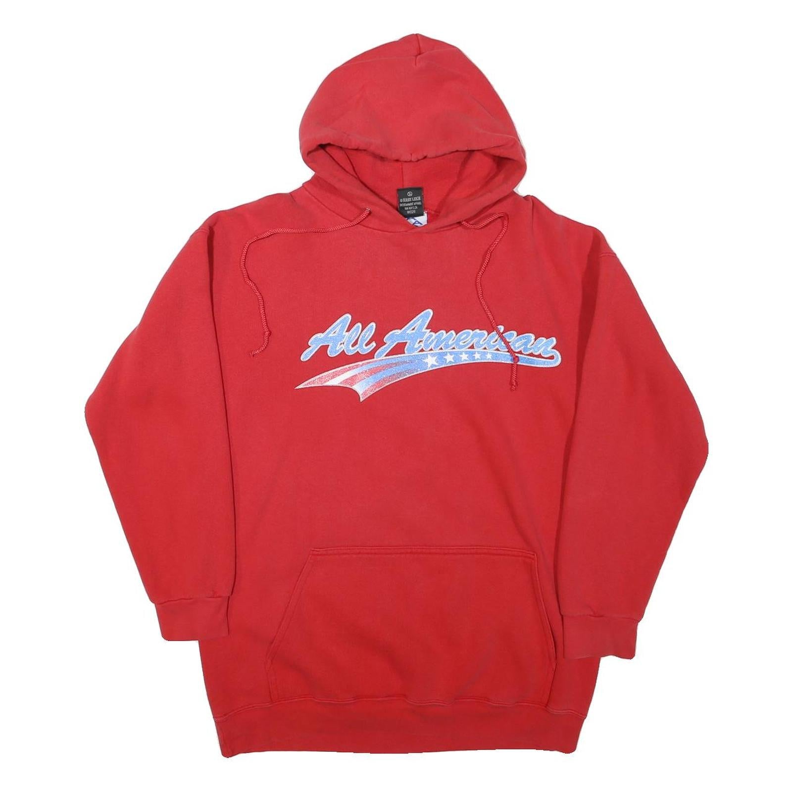 JERRY LEIGH Mens Red All American Pullover Hoodie M Cotton Blend Casual
