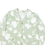 Womens Green & White Floral Cotton Blend Shirt Long Sleeve Collared M