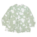Womens Green & White Floral Cotton Blend Shirt Long Sleeve Collared M