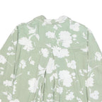 Womens Green & White Floral Cotton Blend Shirt Long Sleeve Collared M