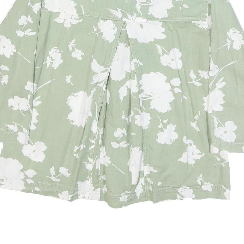 Womens Green & White Floral Cotton Blend Shirt Long Sleeve Collared M