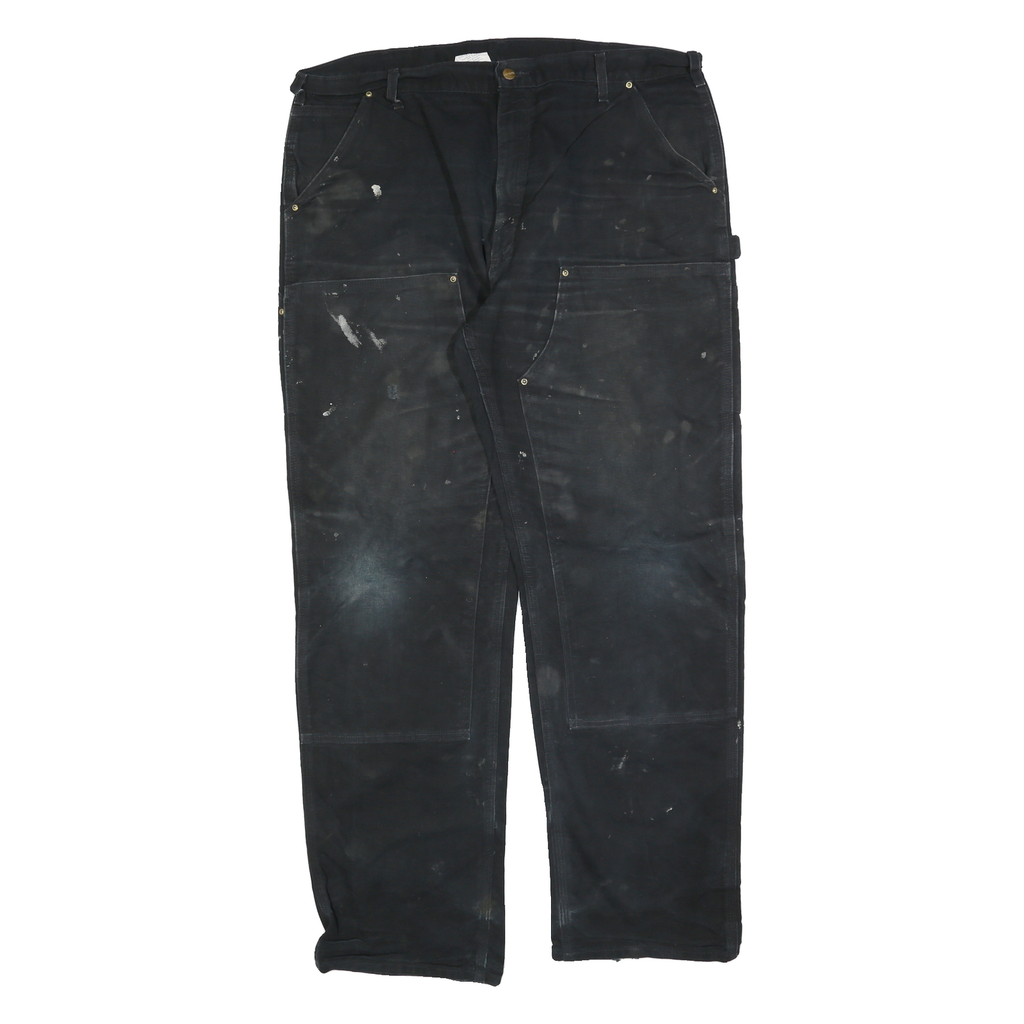 CARHARTT Mens Cotton Blend Black Regular Fit Straight Leg Trousers W40 L34