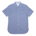 LACOSTE Mens Blue Check Shirt S Cotton Short Sleeve Casual Lightweight