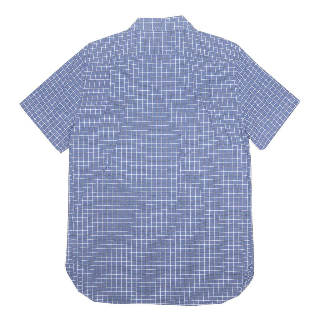 LACOSTE Mens Blue Check Shirt S Cotton Short Sleeve Casual Lightweight