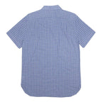 LACOSTE Mens Blue Check Shirt S Cotton Short Sleeve Casual Lightweight