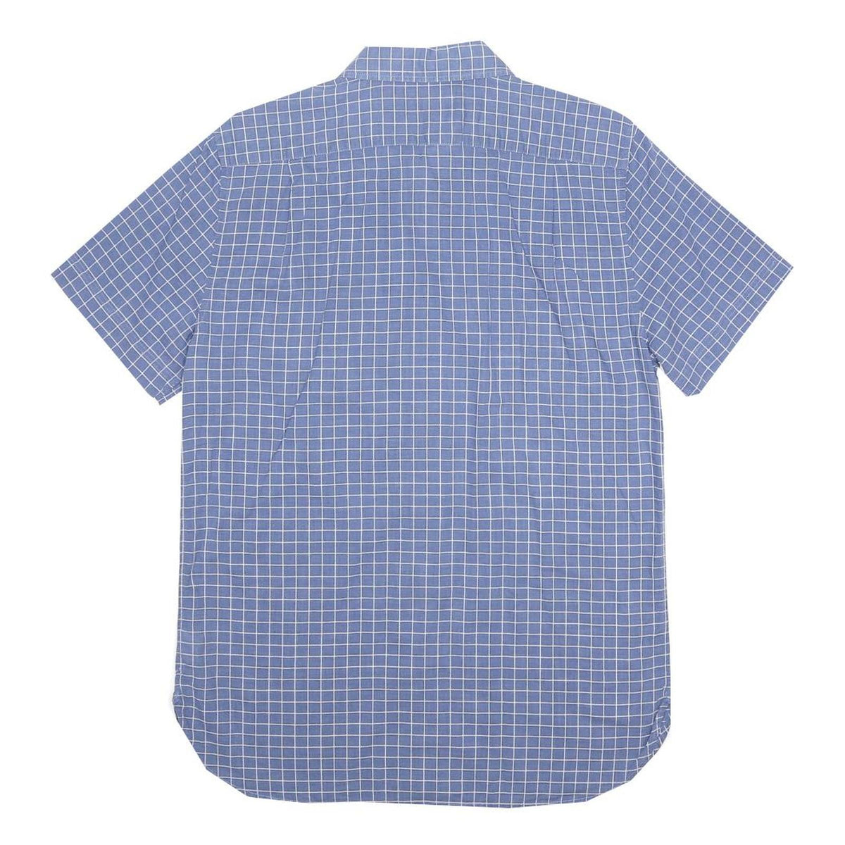 LACOSTE Mens Blue Check Shirt S Cotton Short Sleeve Casual Lightweight