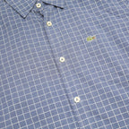 LACOSTE Mens Blue Check Shirt S Cotton Short Sleeve Casual Lightweight