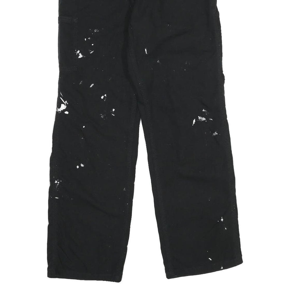 CARHARTT Mens Cotton Black Workwear Regular Straight Trousers W30 L30 Paint