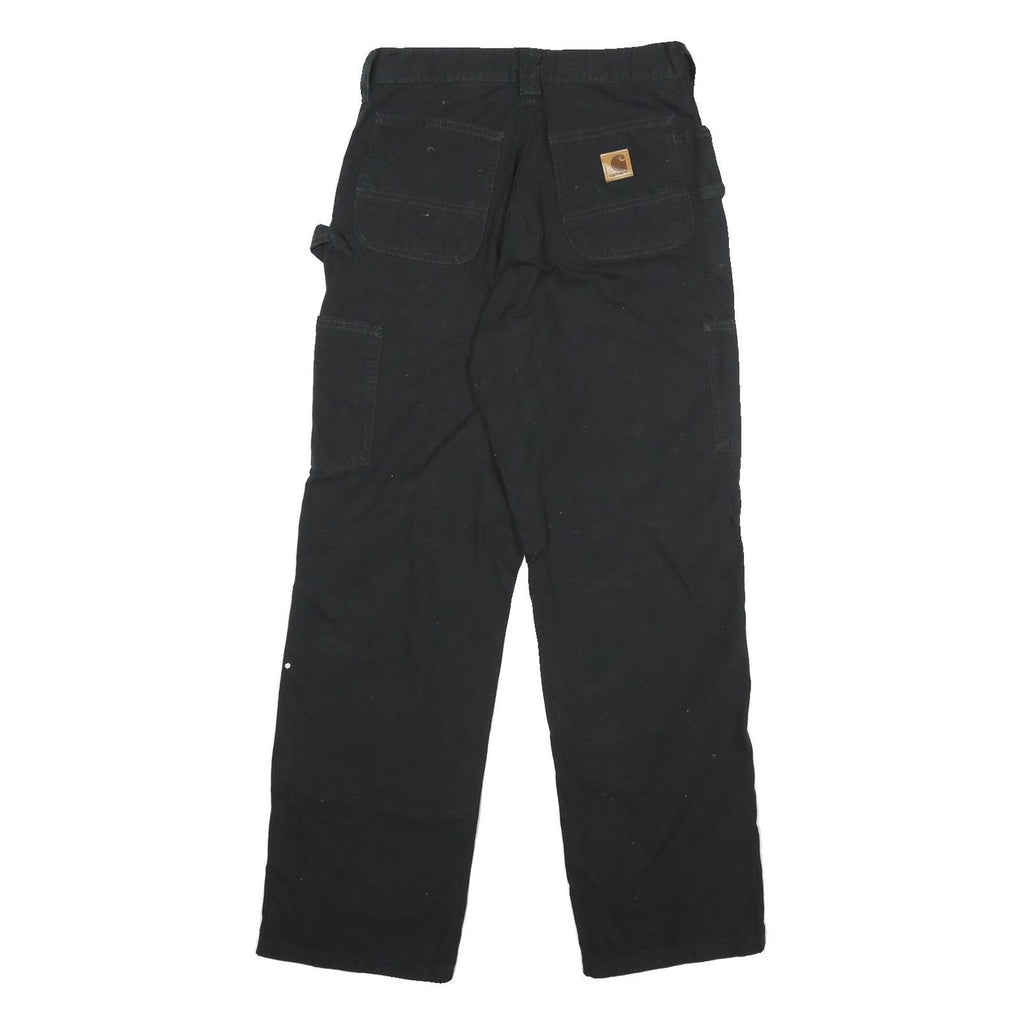 CARHARTT Mens Cotton Black Workwear Regular Straight Trousers W30 L30 Paint