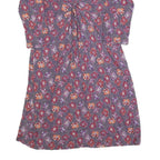 FAT FACE Womens Purple Floral Day Polyester Dress UK 12 Twist Front 3/4 Sleeve