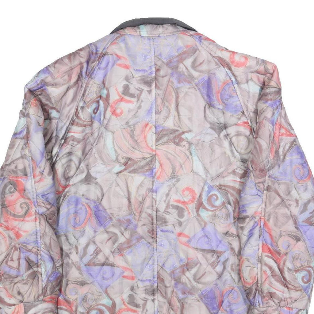 Womens Multi Colour Quilted Jacket L Polyester Zip Plain Printed Artistic