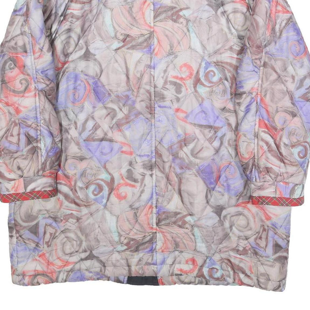 Womens Multi Colour Quilted Jacket L Polyester Zip Plain Printed Artistic