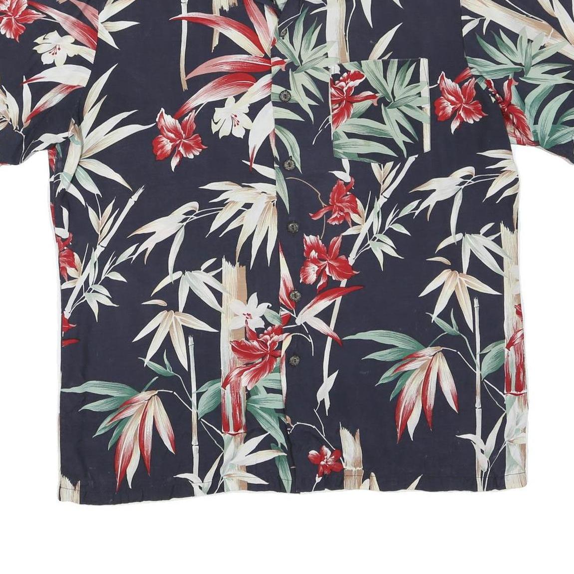 KENNINGTON Mens Navy Blue & Red Hawaiian Shirt M Summer Holiday Style