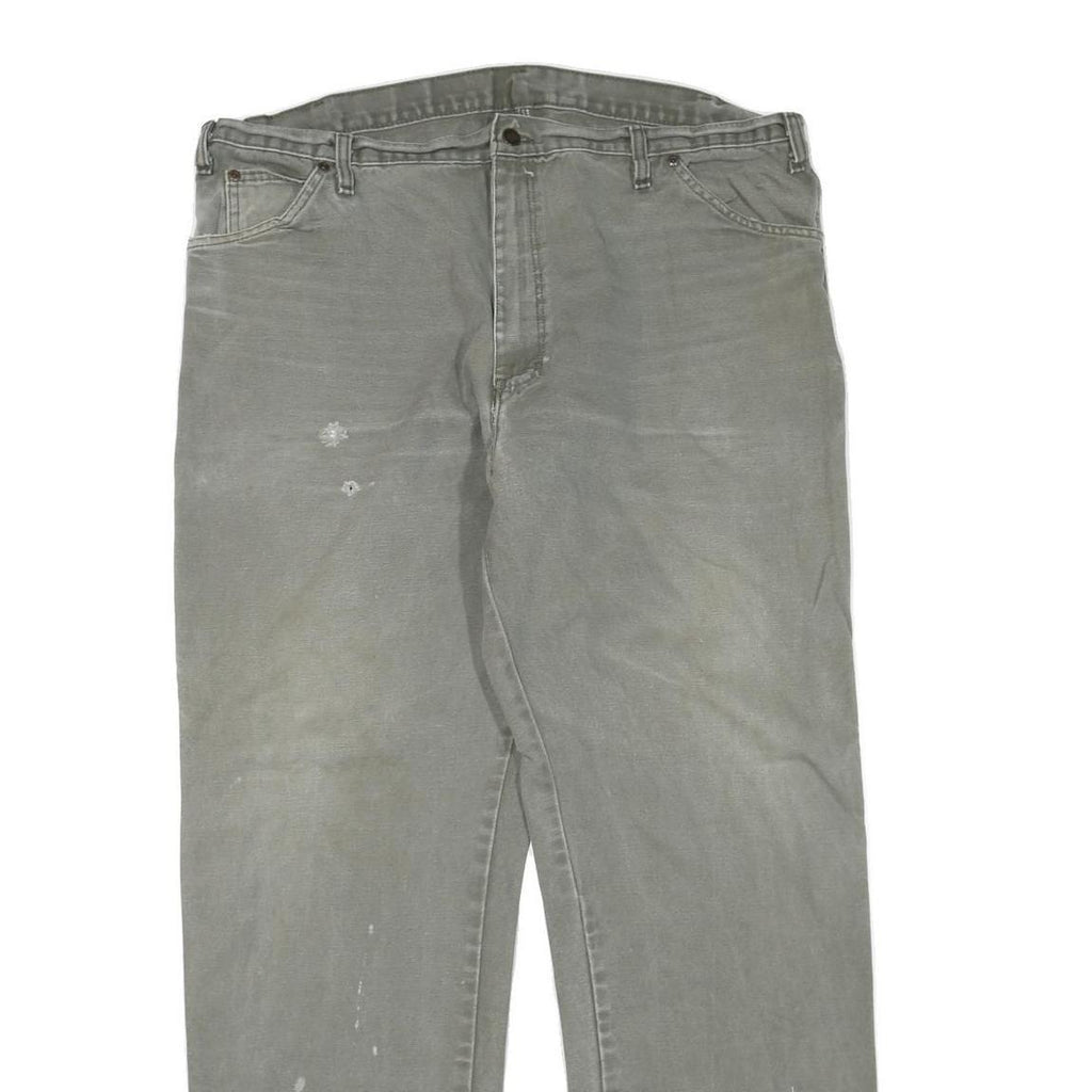 DICKIES Mens Regular Grey Cotton Blend Jeans W42 L32 Workwear Durable Zip