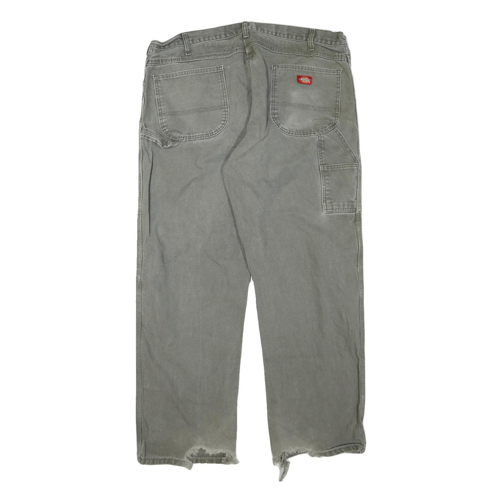 DICKIES Mens Regular Grey Cotton Blend Jeans W42 L32 Workwear Durable Zip