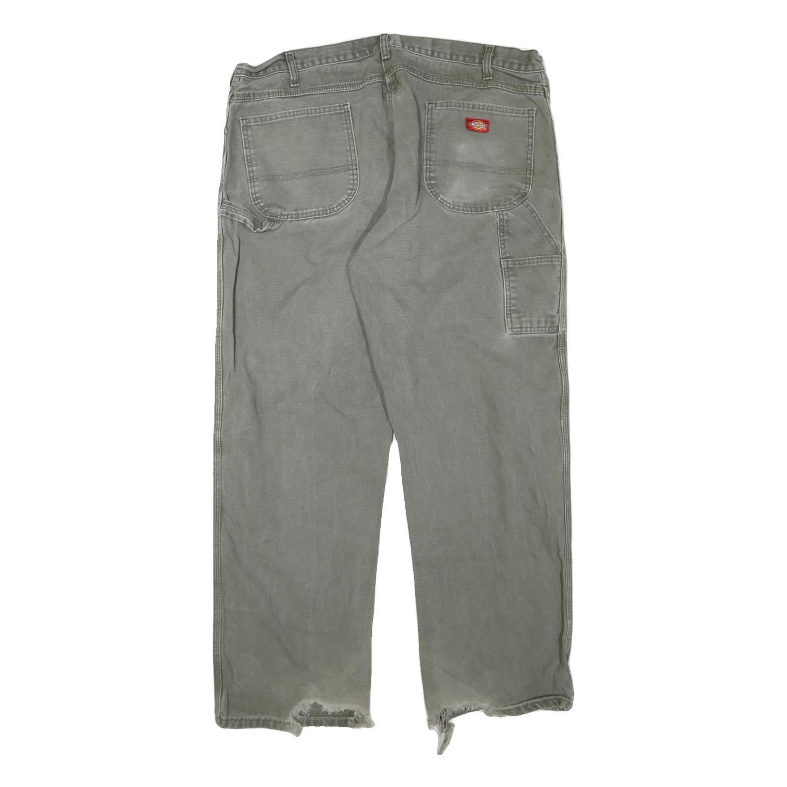 DICKIES Mens Regular Grey Cotton Blend Jeans W42 L32 Workwear Durable Zip