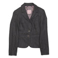 TED BAKER Womens Grey Wool Pinstripe Blazer Jacket XS Tailored Button Closure