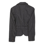 TED BAKER Womens Grey Wool Pinstripe Blazer Jacket XS Tailored Button Closure