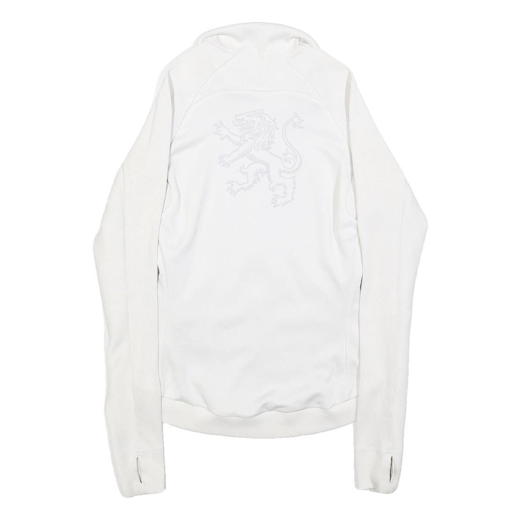 NIKE Womens White Jacket XS Polyester Blend Plain Zip Performance Activewear