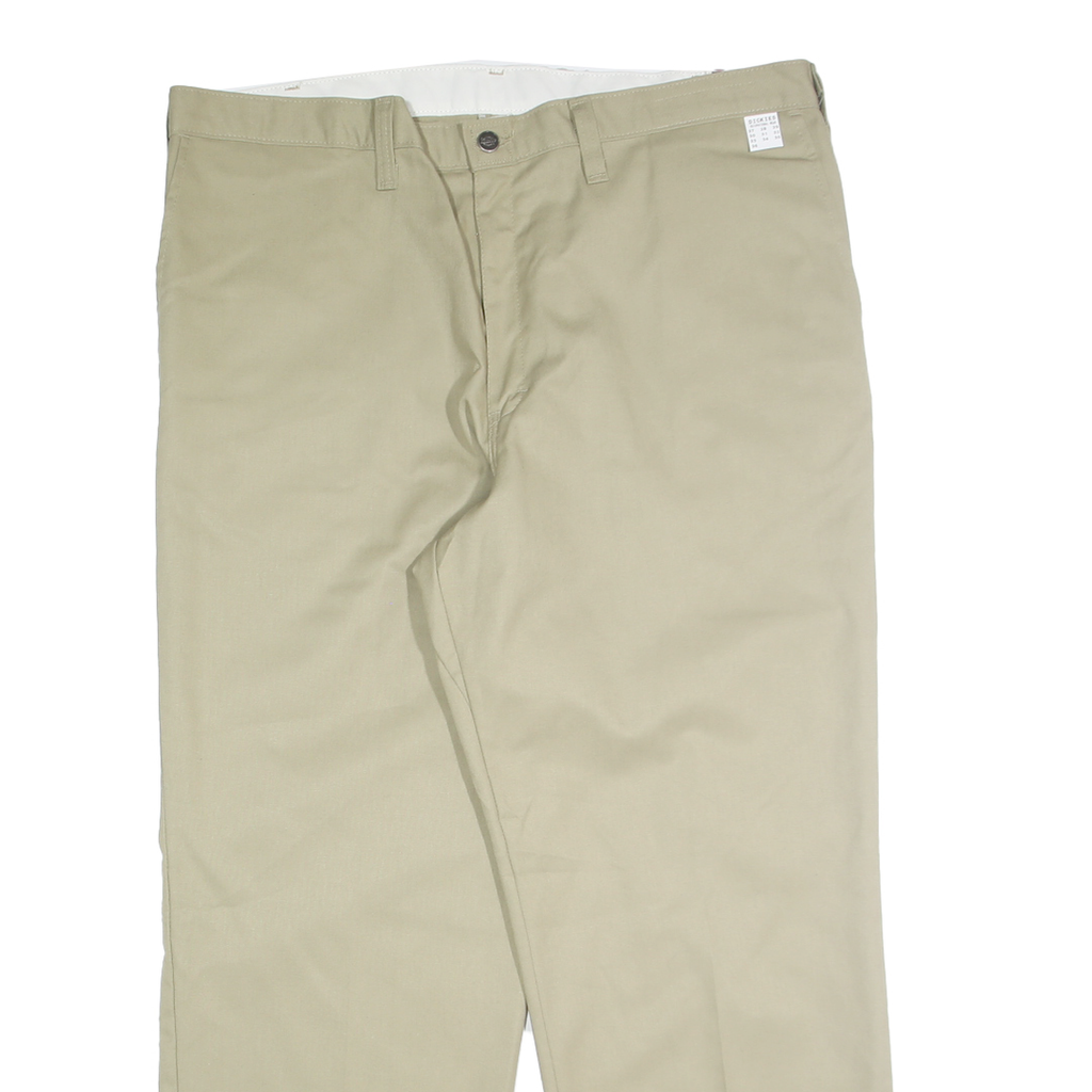 DICKIES Mens Regular Cotton Blend Beige Workwear Trousers W40 L31 Durable Zip