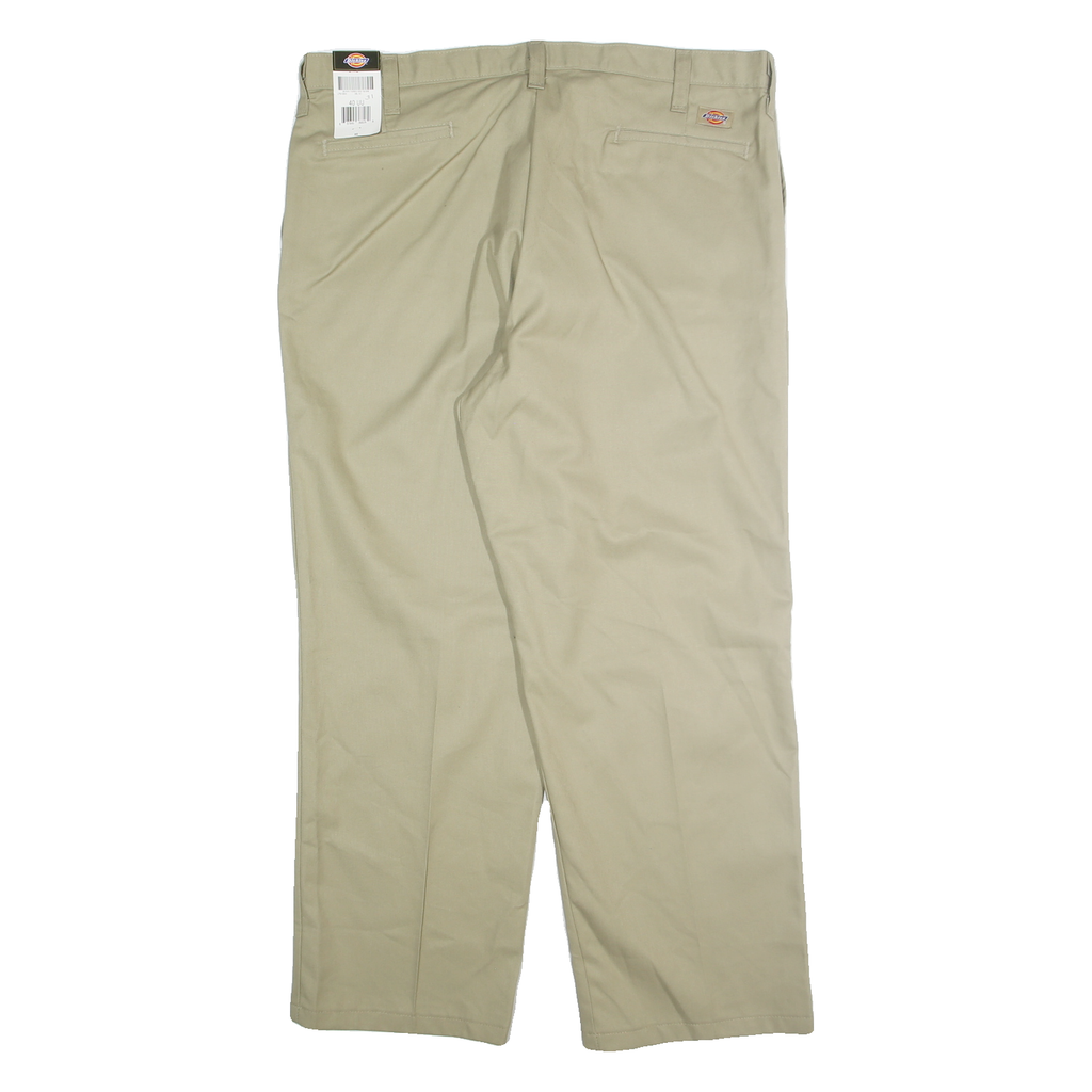 DICKIES Mens Regular Cotton Blend Beige Workwear Trousers W40 L31 Durable Zip