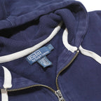 POLO RALPH LAUREN Mens Navy Blue Hoodie L Cotton Blend Full Zip Pocket Casual