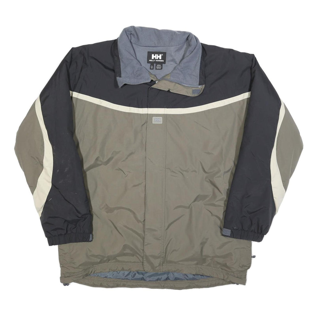 HELLY HANSEN Mens Black & Khaki Outdoor Jacket XL Polyester Blend Colourblock