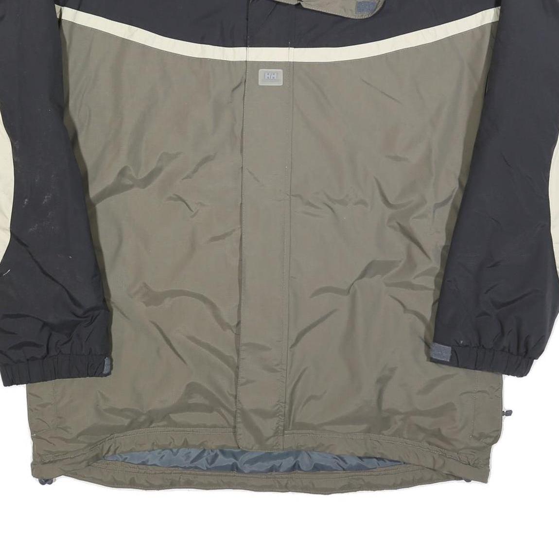 HELLY HANSEN Mens Black & Khaki Outdoor Jacket XL Polyester Blend Colourblock