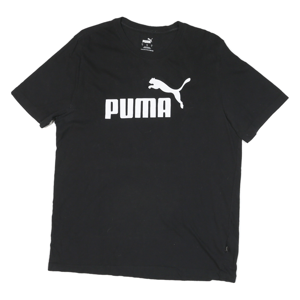 PUMA Mens Black Graphic T-Shirt L Short Sleeve Crew Neck Sports Logo Print