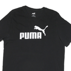 PUMA Mens Black Graphic T-Shirt L Short Sleeve Crew Neck Sports Logo Print
