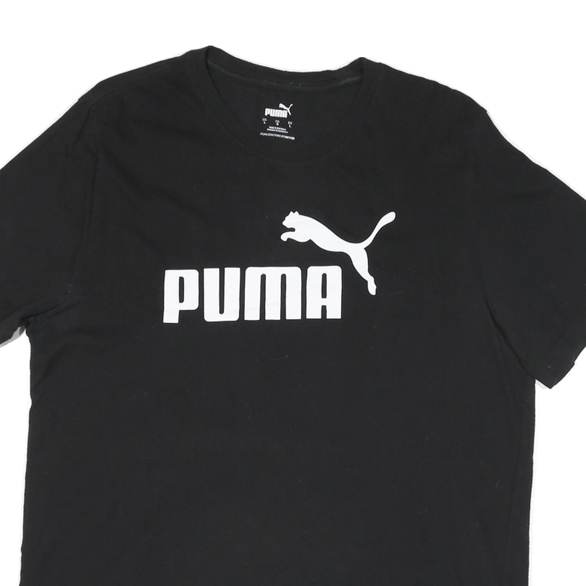 PUMA Mens Black Graphic T-Shirt L Short Sleeve Crew Neck Sports Logo Print