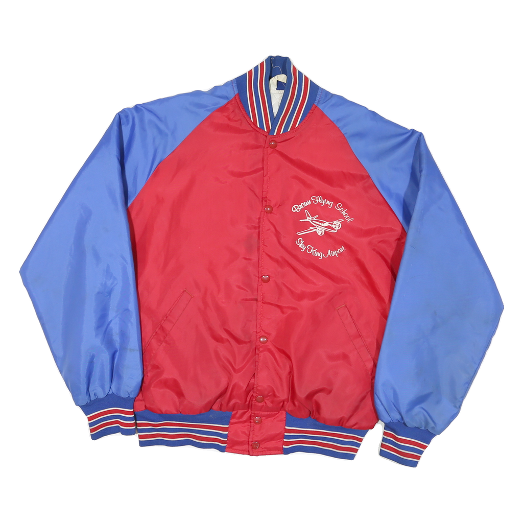 SPORTSWEAR Mens Red & Blue Bomber Jacket L Polyester Blend Plain Button Closure