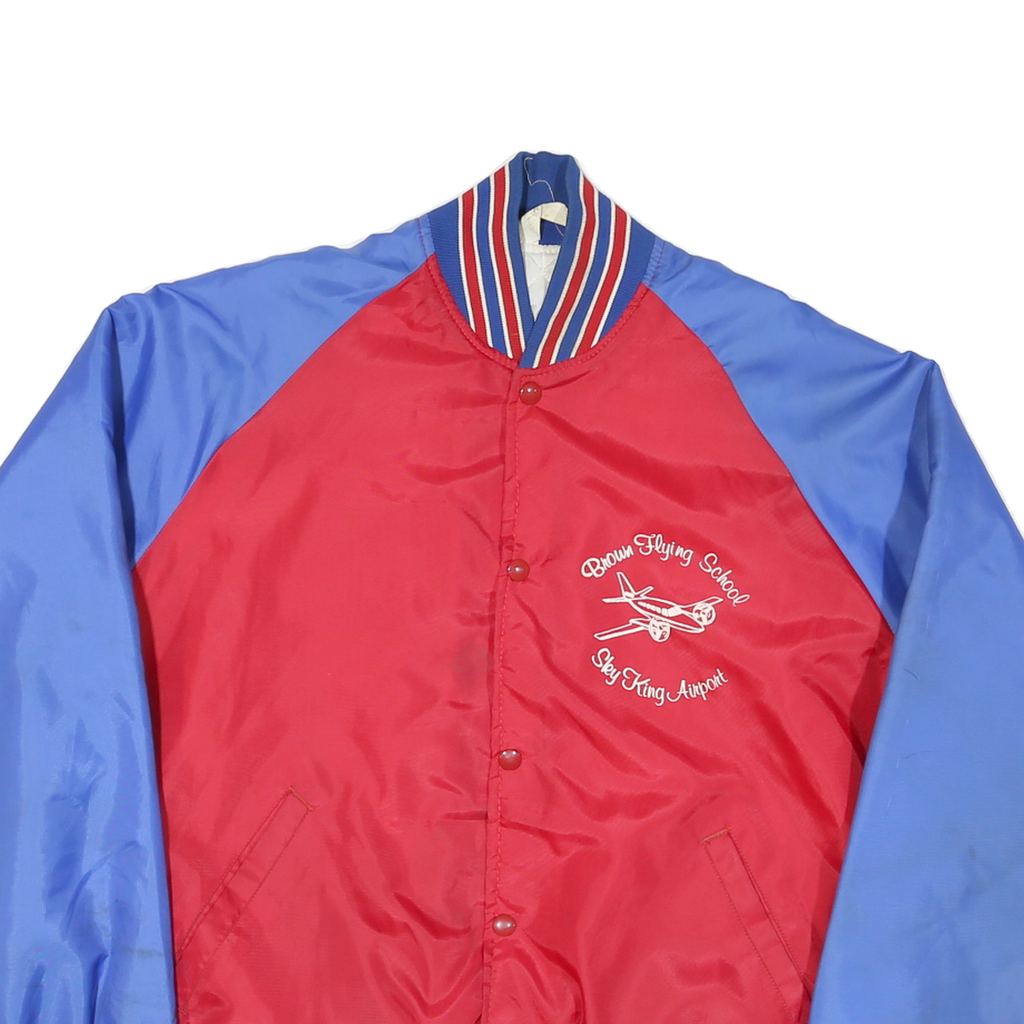 SPORTSWEAR Mens Red & Blue Bomber Jacket L Polyester Blend Plain Button Closure