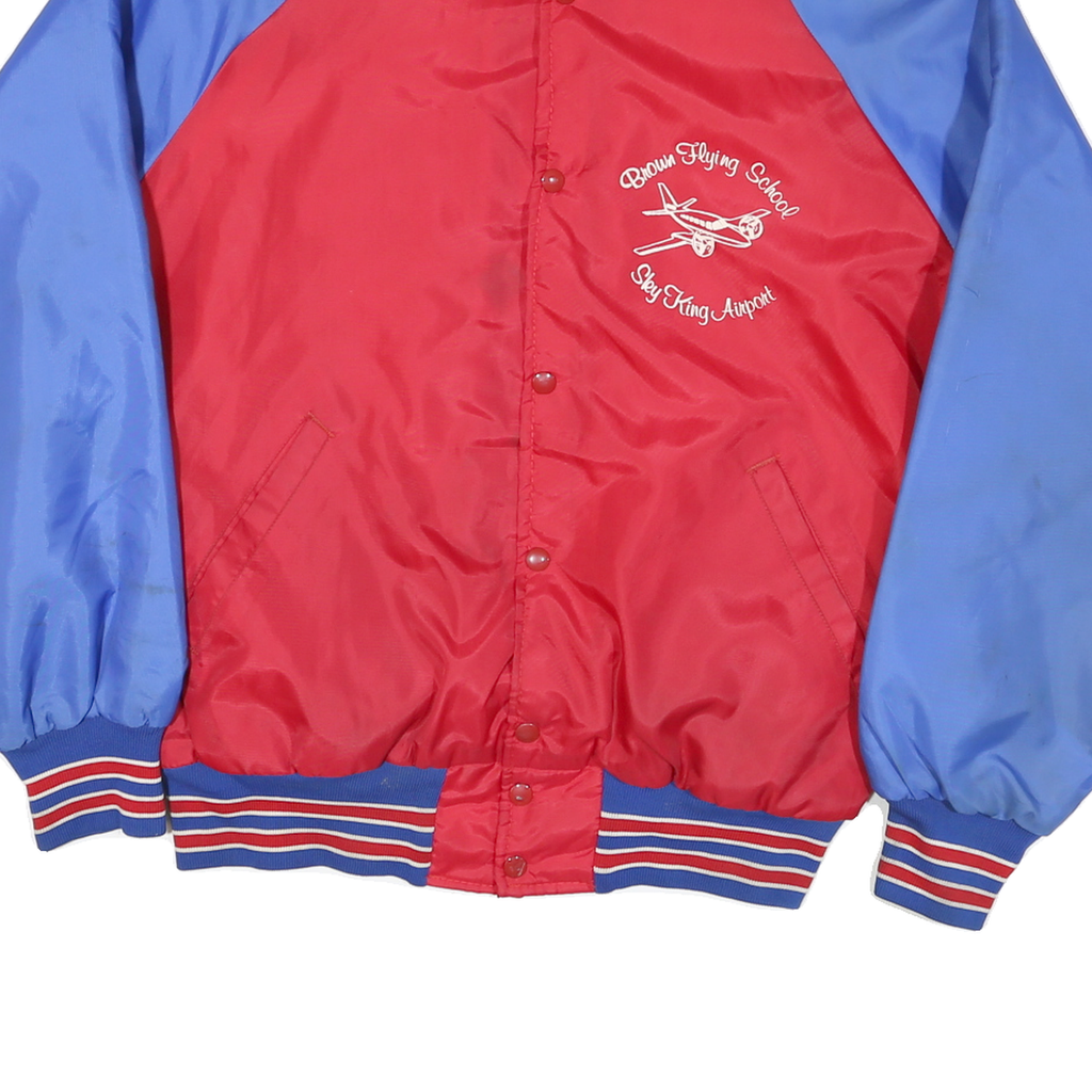 SPORTSWEAR Mens Red & Blue Bomber Jacket L Polyester Blend Plain Button Closure