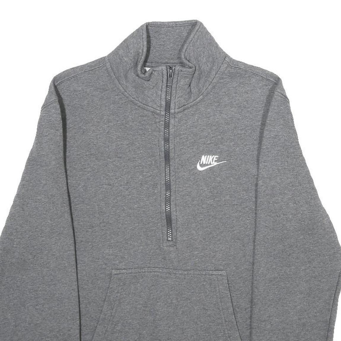 NIKE Mens Grey 1/4 Zip XS Cotton Blend Sweatshirt Pullover Casual Comfort