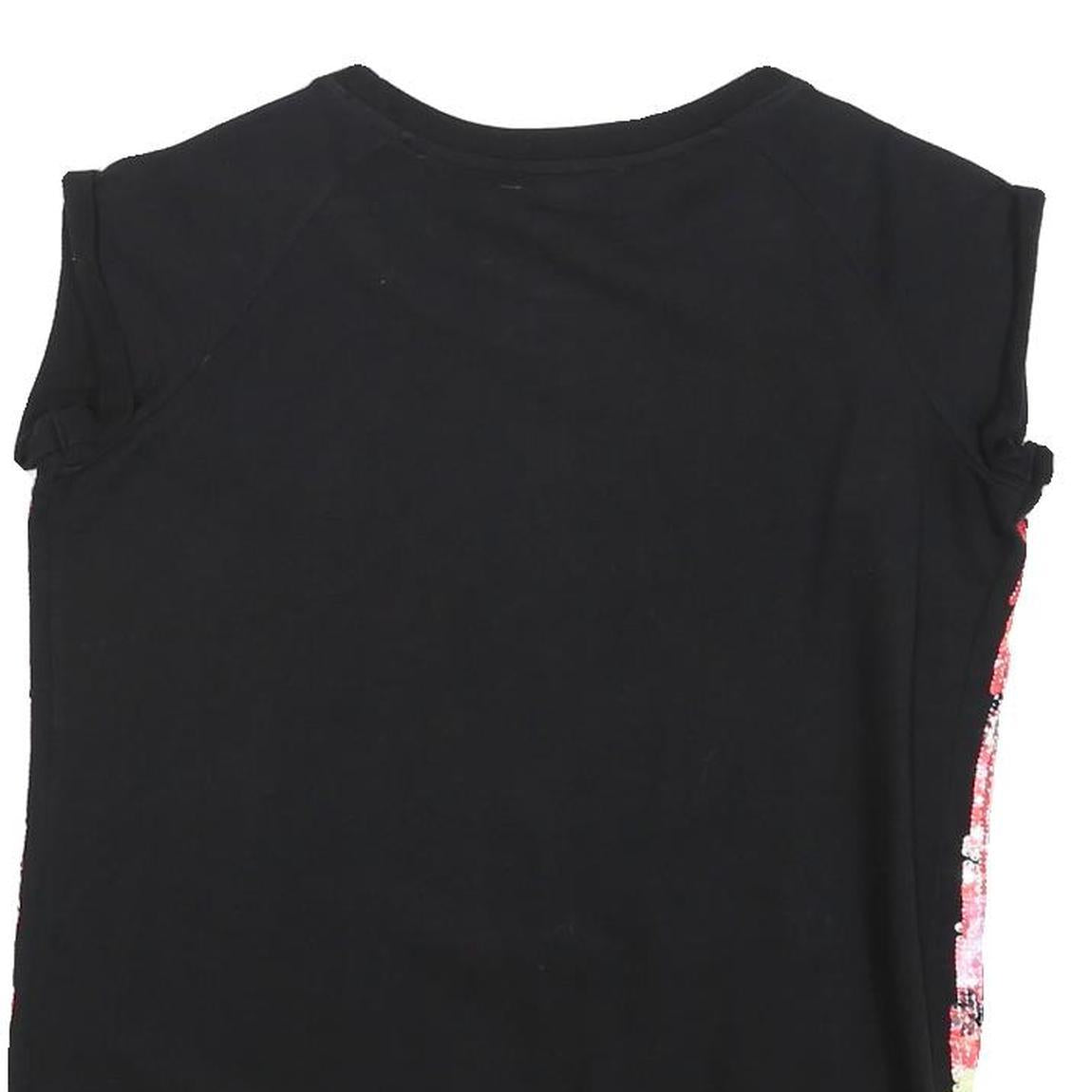 PATRIZIA PEPE Womens Black & Pink Printed Cotton Cap Sleeve Round Neck Top M