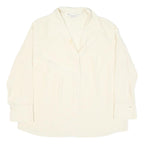 GUILO GALANTI Womens Cream Satin Shirt Long Sleeve Collared Blouse L Lightweight