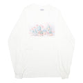 HANES Mens White Cotton Graphic Long Sleeve Crew Neck L Shirt Floral Print