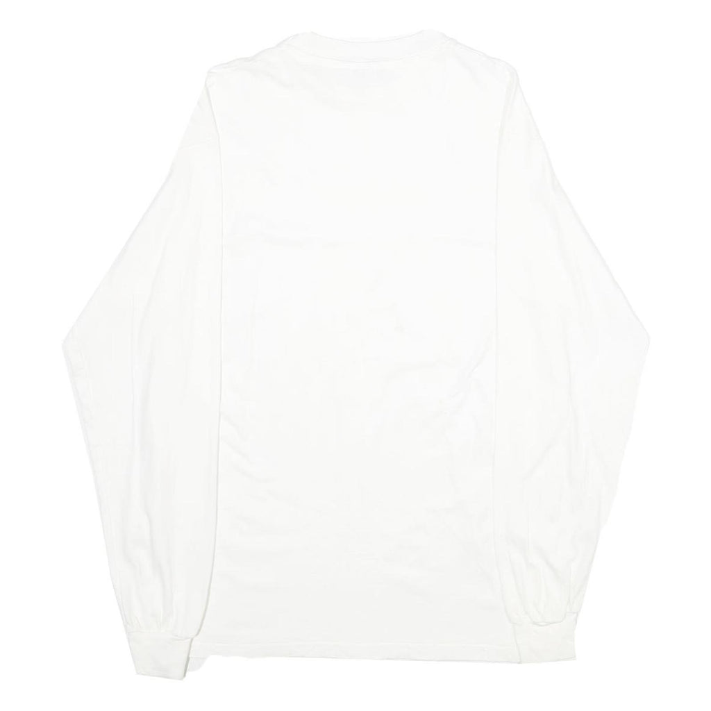 HANES Mens White Cotton Graphic Long Sleeve Crew Neck L Shirt Floral Print