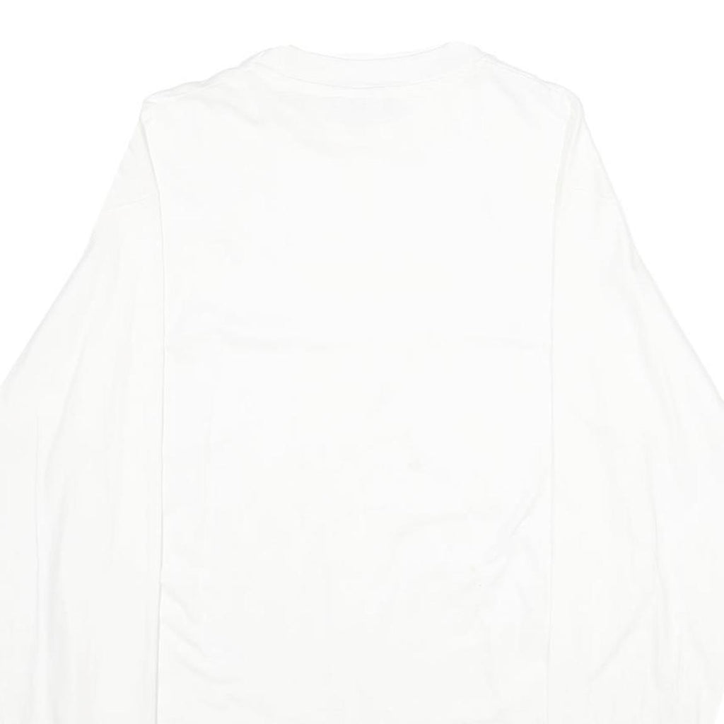 HANES Mens White Cotton Graphic Long Sleeve Crew Neck L Shirt Floral Print