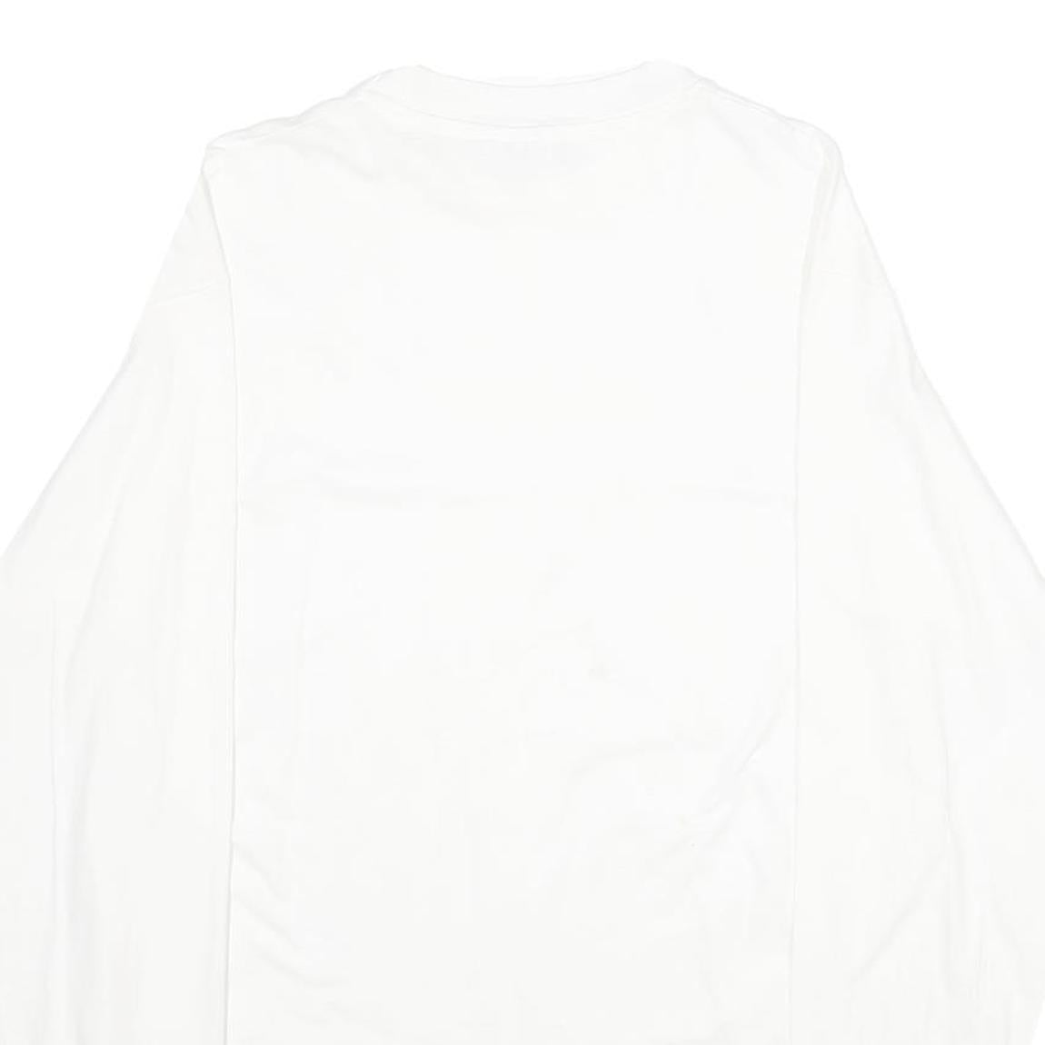 HANES Mens White Cotton Graphic Long Sleeve Crew Neck L Shirt Floral Print