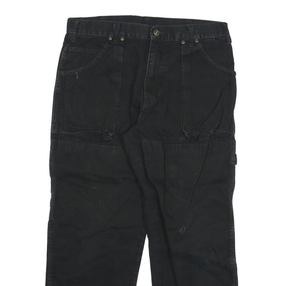 DICKIES Mens Black Relaxed Straight Denim Jeans W32 L28 Workwear Zip Fly