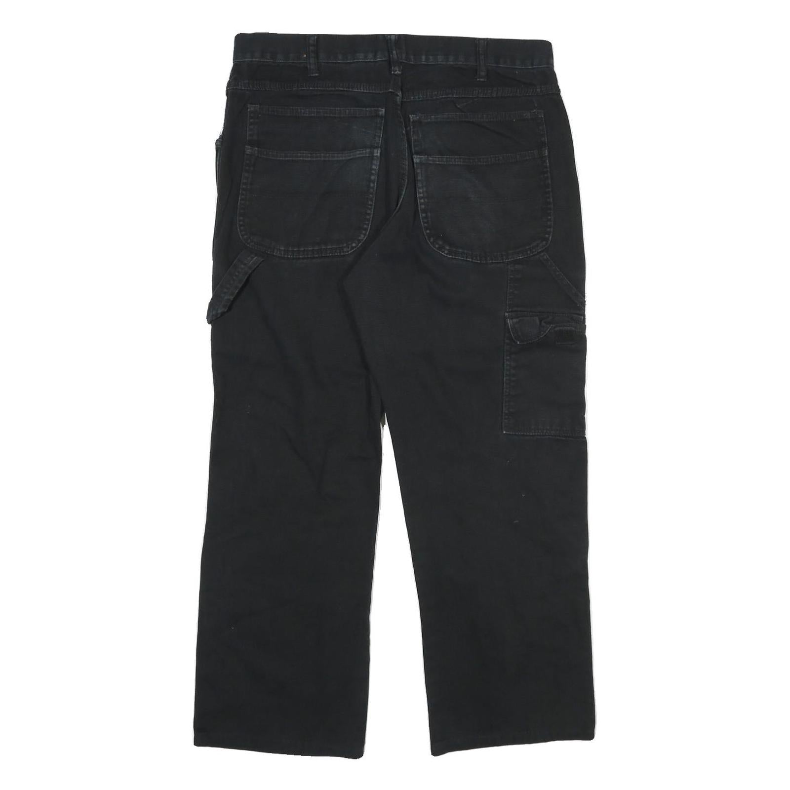 DICKIES Mens Black Relaxed Straight Denim Jeans W32 L28 Workwear Zip Fly