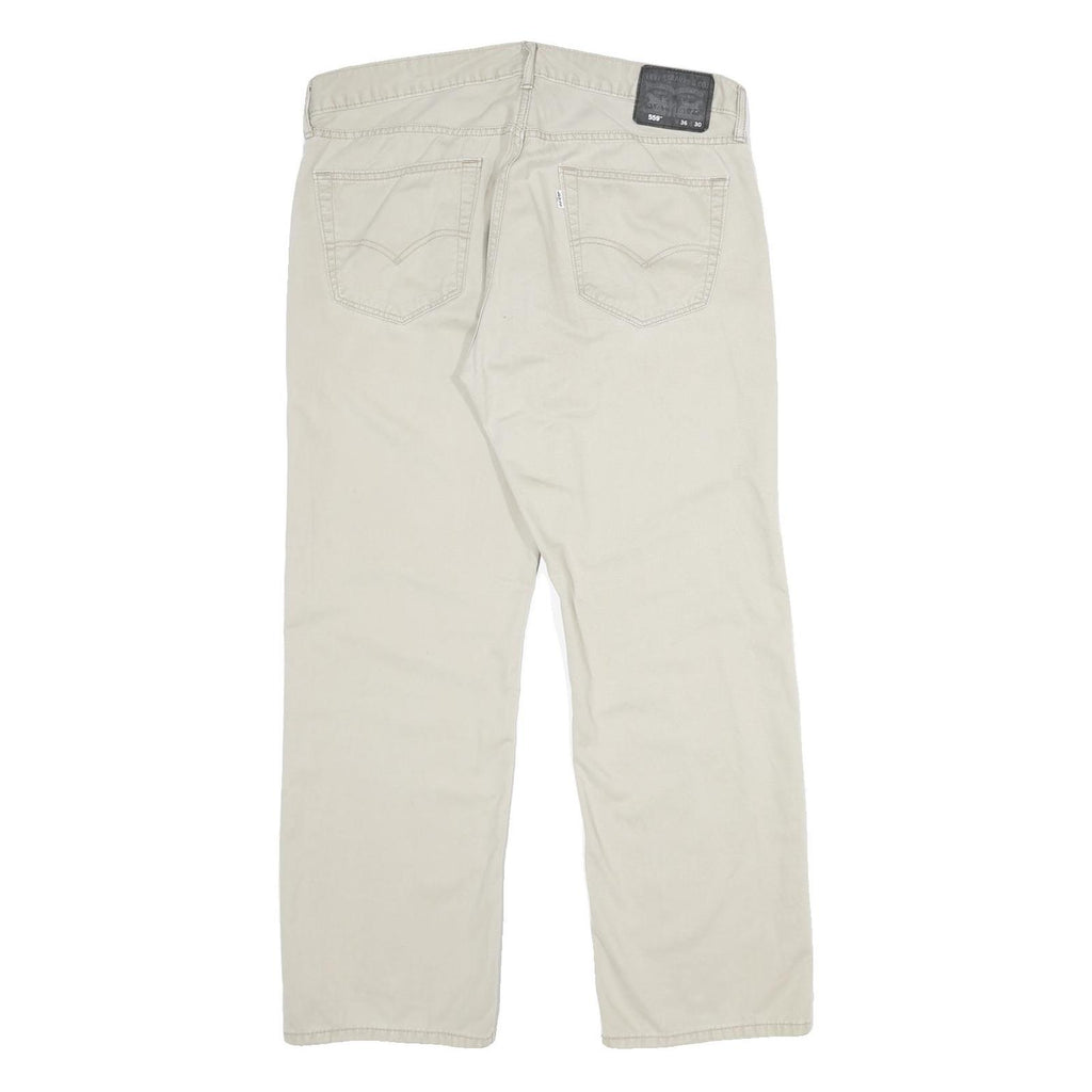 LEVI'S Mens Cotton Beige Loose Straight Trousers W36 L30 Casual Zip Fly