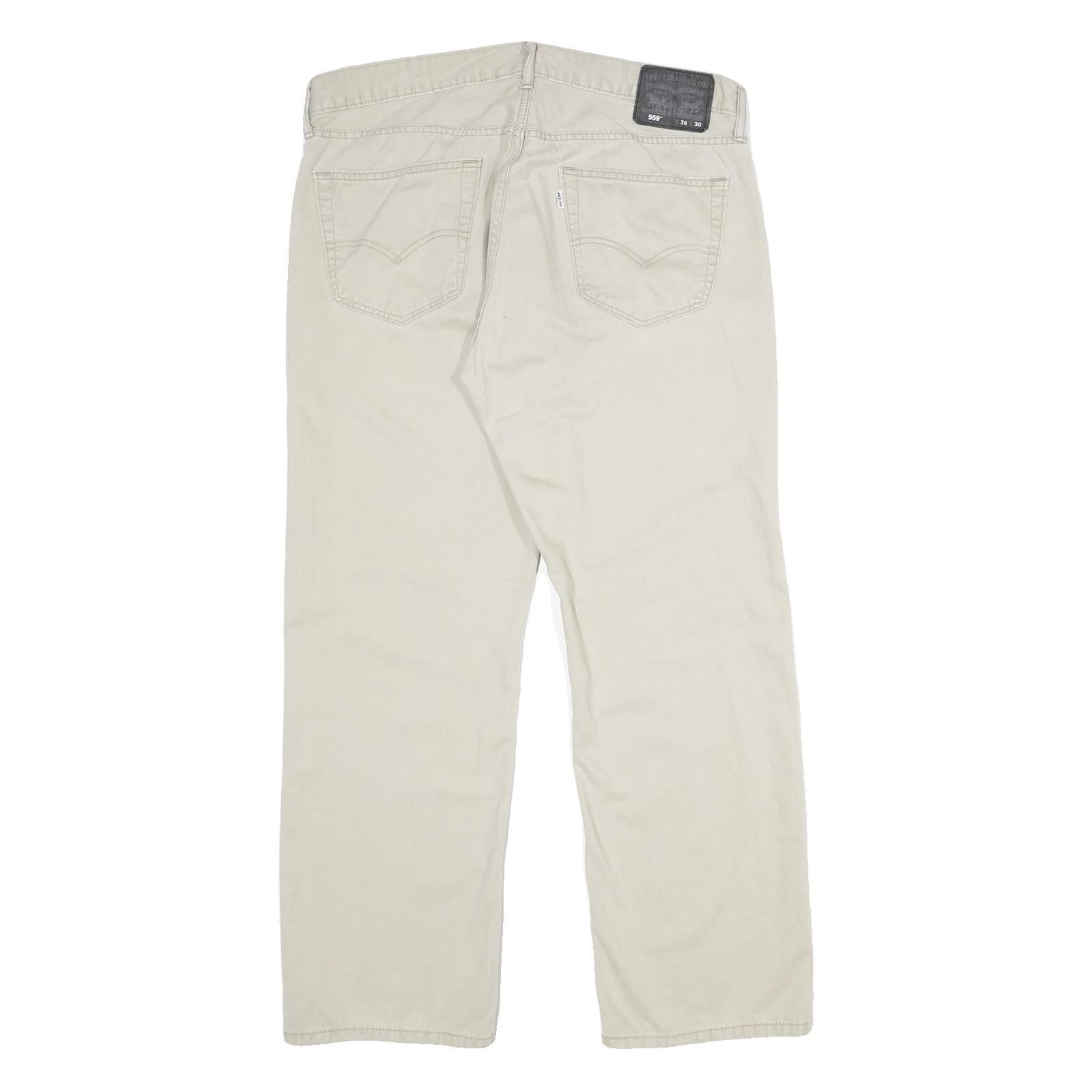 LEVI'S Mens Cotton Beige Loose Straight Trousers W36 L30 Casual Zip Fly