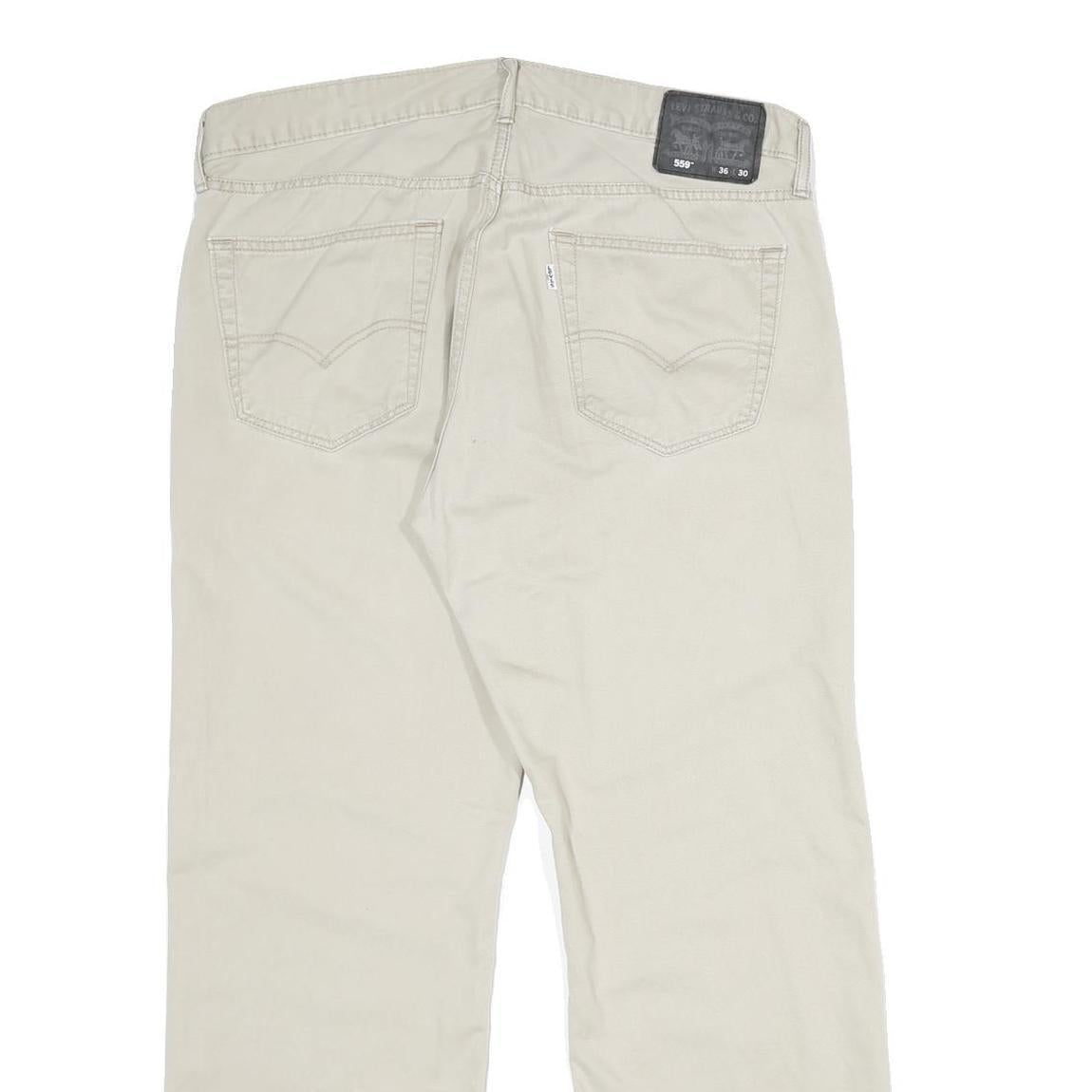 LEVI'S Mens Cotton Beige Loose Straight Trousers W36 L30 Casual Zip Fly